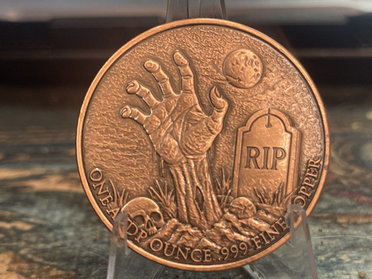 Antiqued Zombie 1 oz .999 Fine Copper Round
