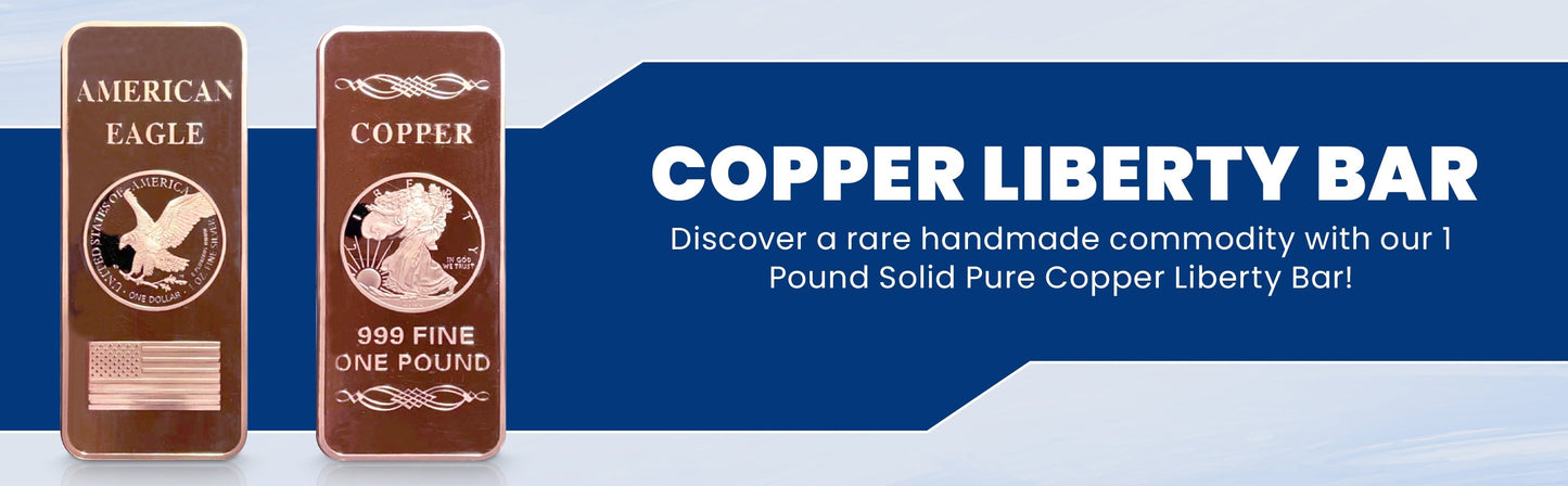 1 LB Troy Ounce/OZ .999 Pure American Metal Walking Liberty Eagle BAR Copper Precious Metals Pound Paperweight Pure Element CU Chemistry GOLD TESTING EQUIPMENT