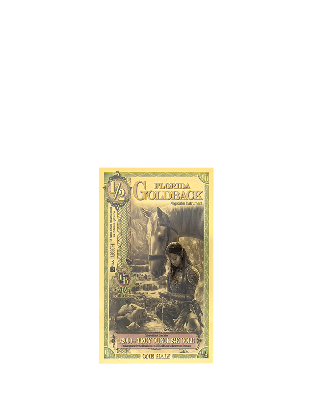 Florida 1/2 Goldback 1/2000 ozt 24K gold