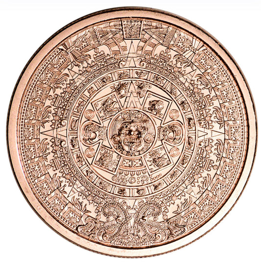 1 oz Aztec calendar copper round K2BX