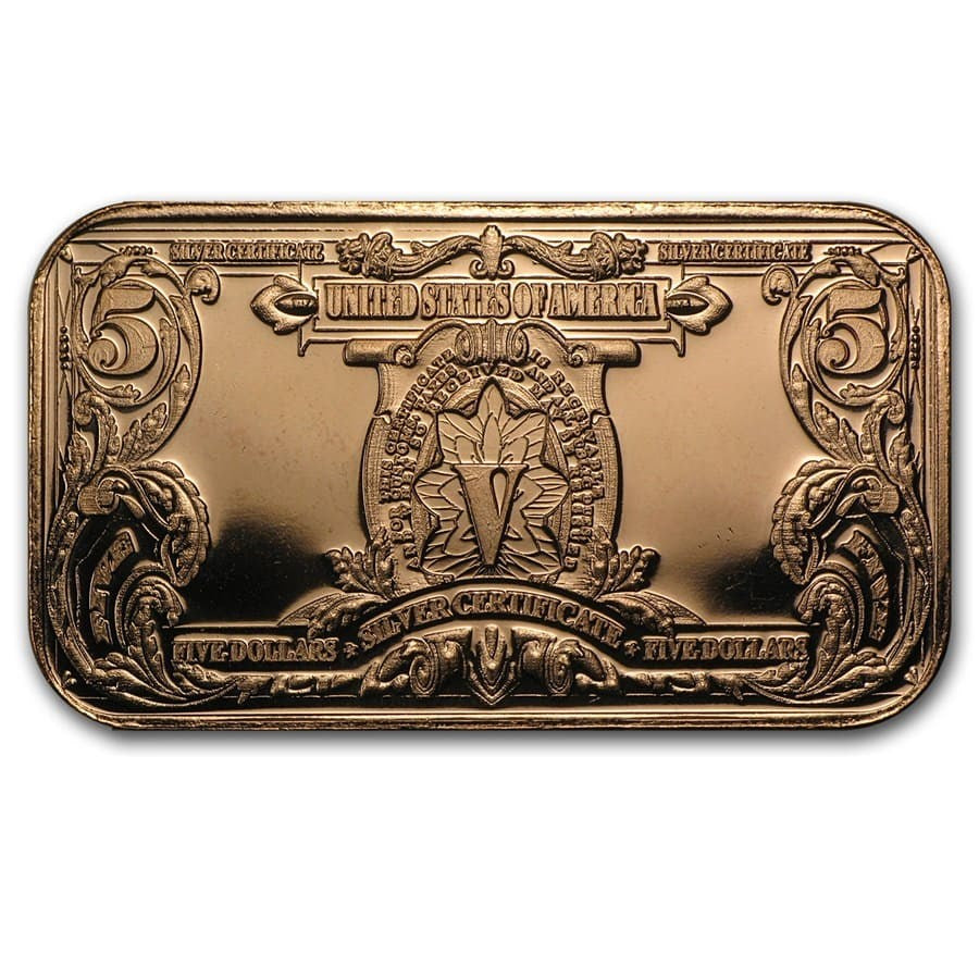 1 oz Copper Bar - $5 Indian Chief Note