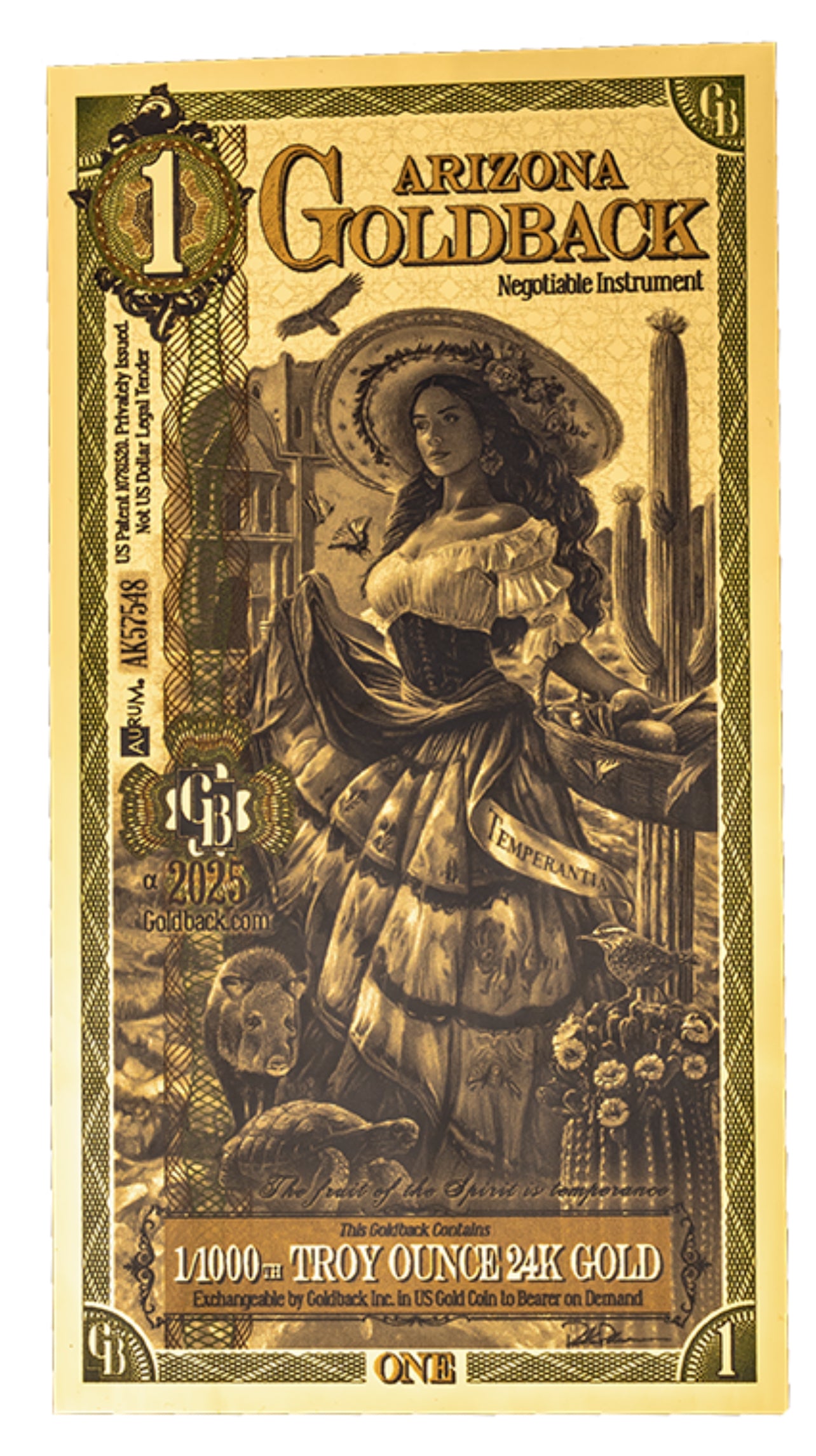 Arizona Alpha 1 Goldback 1/1000th ozt per order ships after 11/18/25
