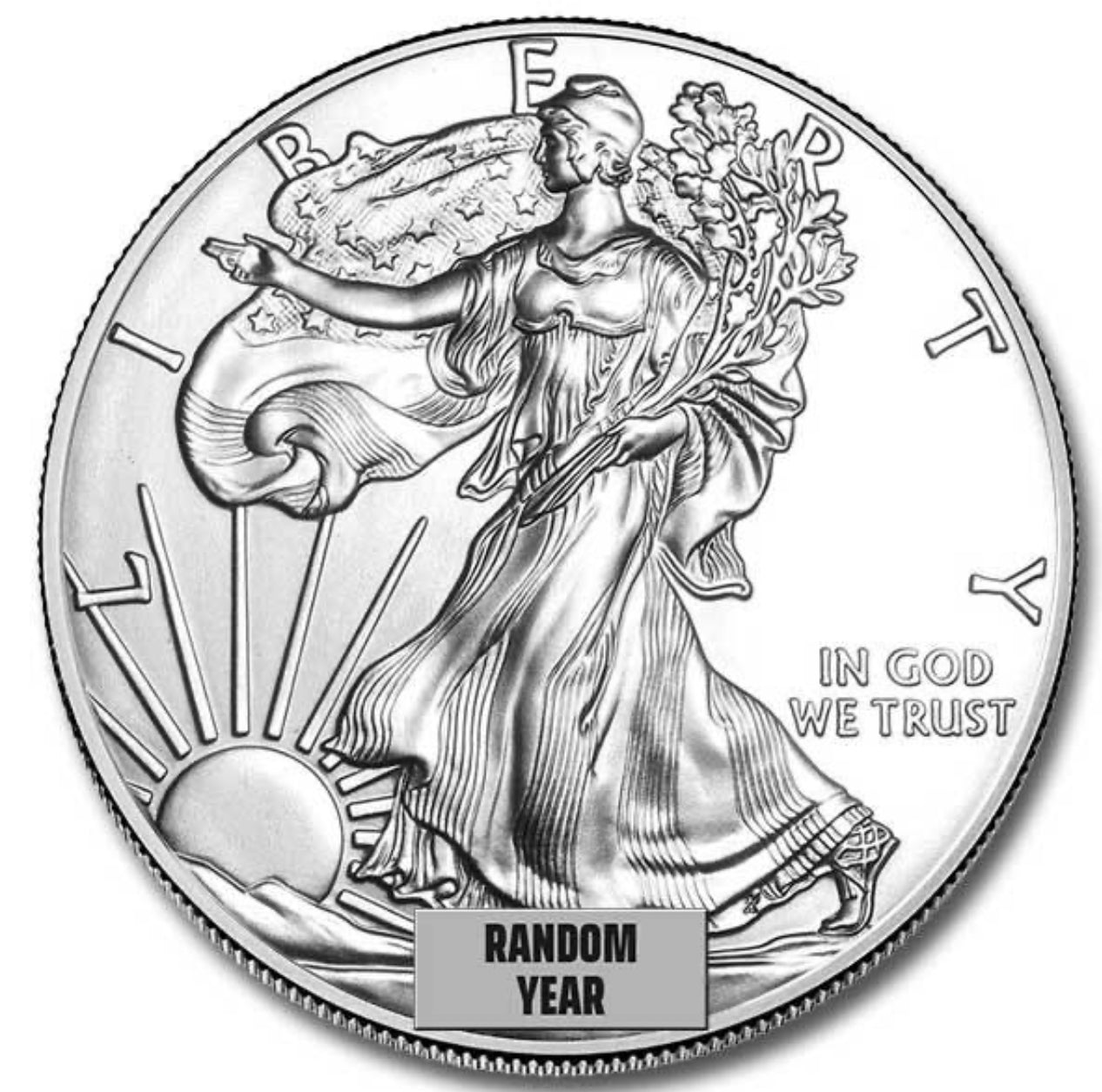 Random Date circulated one troy ounce silver eagles
