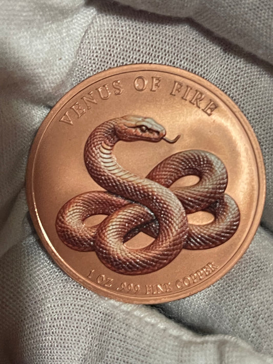 Venus of Fire 1 oz .999 Fine Copper Round – Colorized Fantasy Art Copper Bullion Round