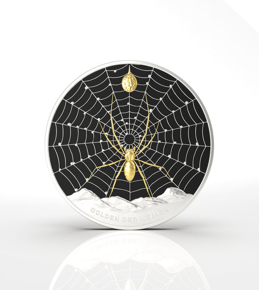 2026 Pitcairn Islands Golden Orb Weaver Spider 1 oz Silver Coin In Stock Items, Collectible Coins, Collectible Coins, Animal Theme