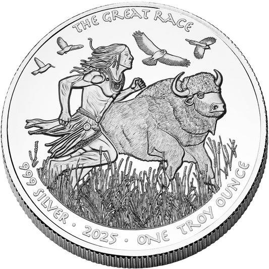 2025 Sioux Nation Great Race Proof 1 oz Silver Coin In Stock Items, Collectible Coins, Collectible Coins, National Pride (Any Country)