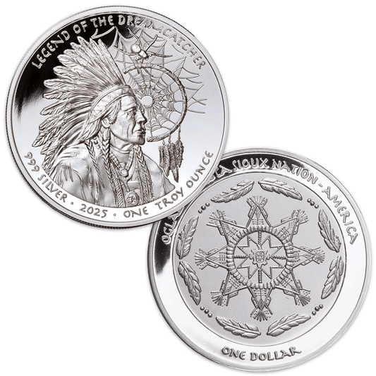 2025 Sioux Nation Legend of the Dreamcatcher Proof 1 oz Silver Coin In Stock Items, Collectible Coins, Historical People & Events