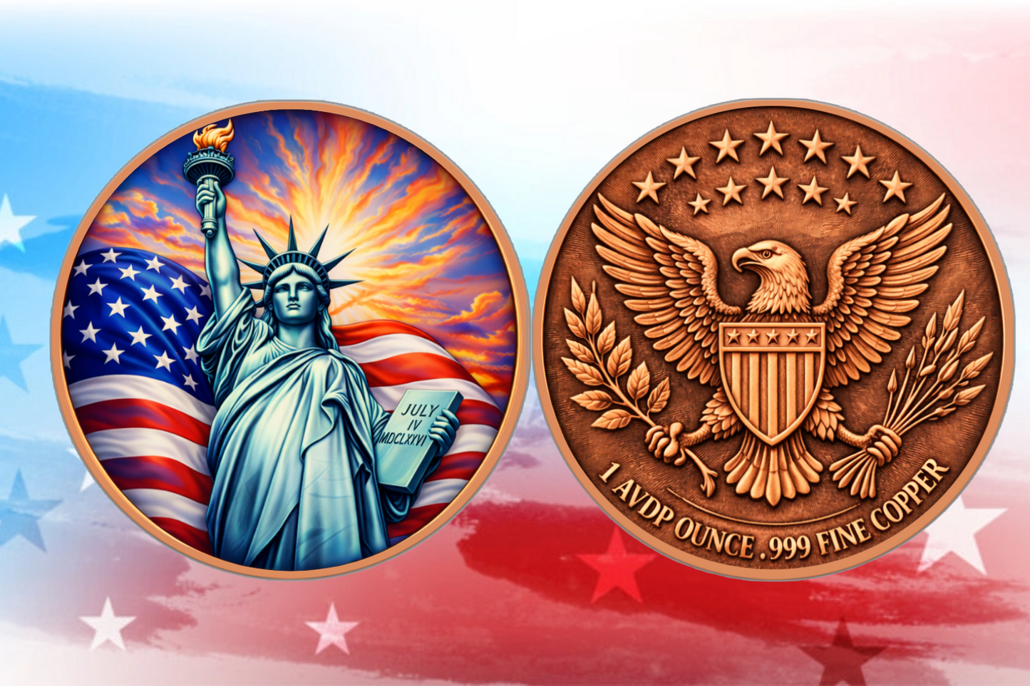 PREORDER SALE Sunset Liberty Colorized 1 oz Copper Round (Roll of 20)