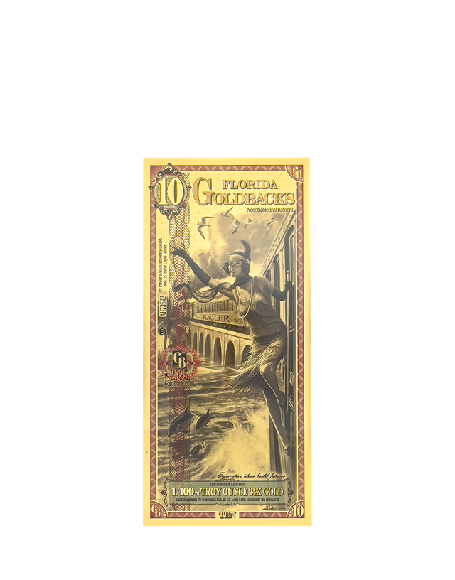 Florida 10 Goldback 1/100th ozt 24K Gold