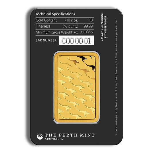 10 oz Gold Bar - Perth Mint (Carded)