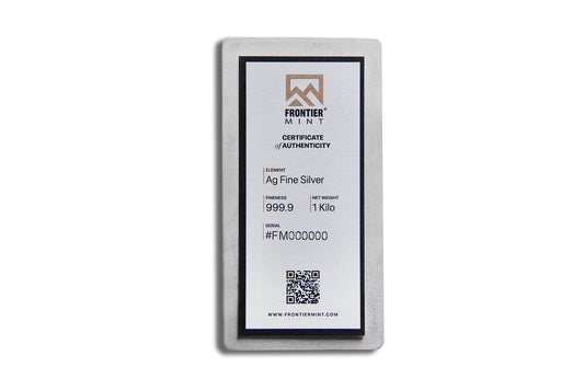 1 Kilo Silver Bar - Frontier Mint (Frosted)