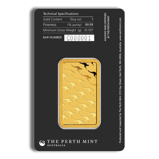 1 oz Gold Bar - Perth Mint (Black Card)