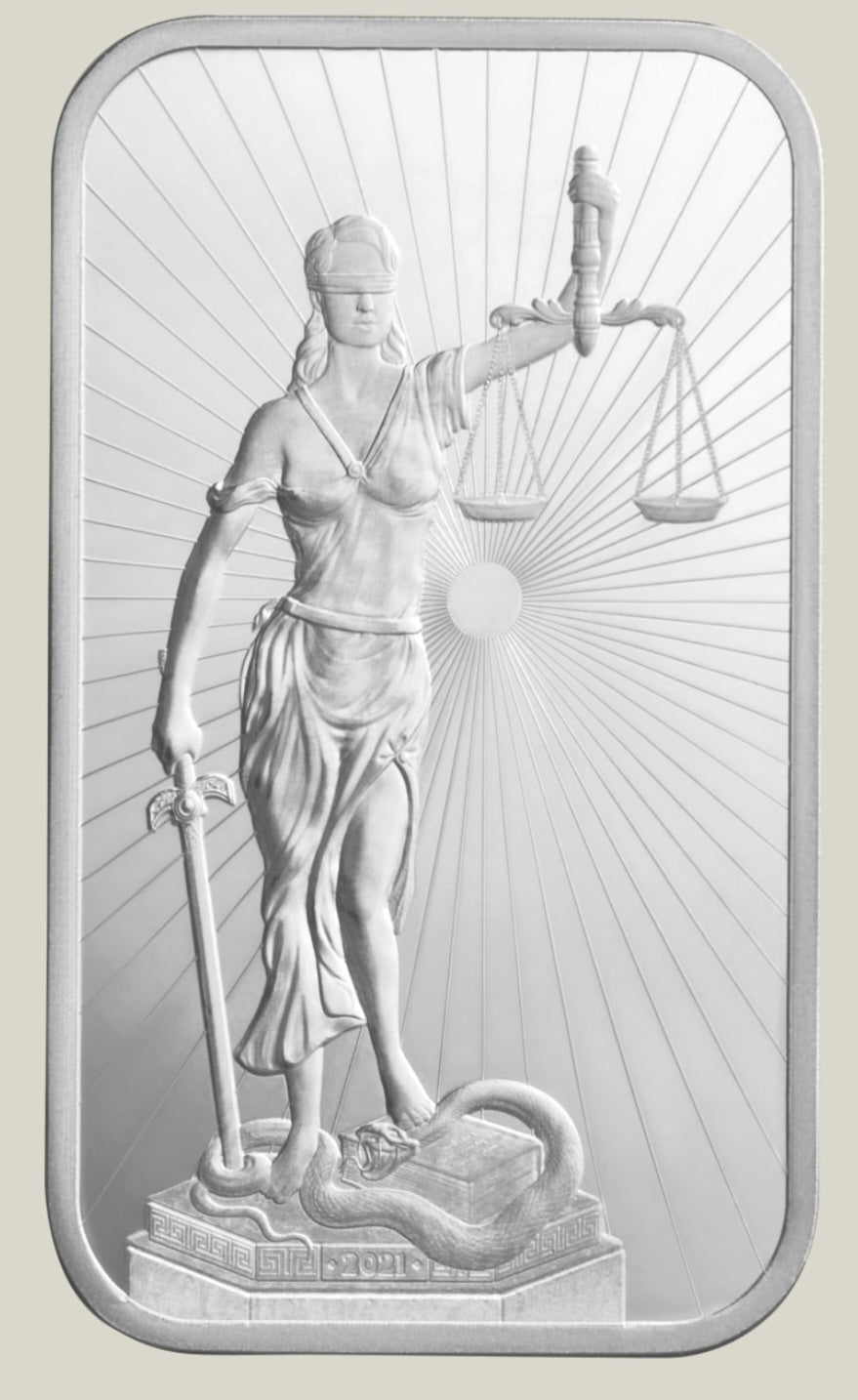 1oz Kinesis Themis Silver Bar 2023 **phone orders only call 580-230-8185 for current price Kinesis