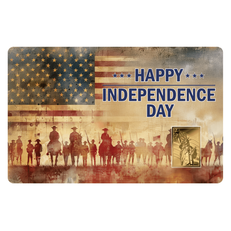 Happy Independence Day 1/1000 oz Gold Medal in Card (03/20)