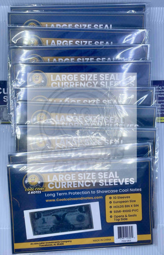 100 Banknote Currency Seal Sleeves Large European Size Currency Topload Holders Notes Cool Coins & Notes Cool Coins & Notes