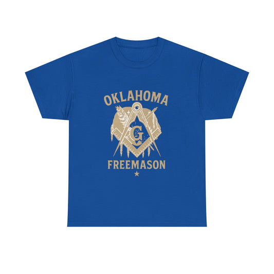 Oklahoma Freemason Unisex Heavy Cotton Tee - Unique Brotherhood Gift, Casual Wear, Lodge Events, Masonic Apparel, Comfortable Tee