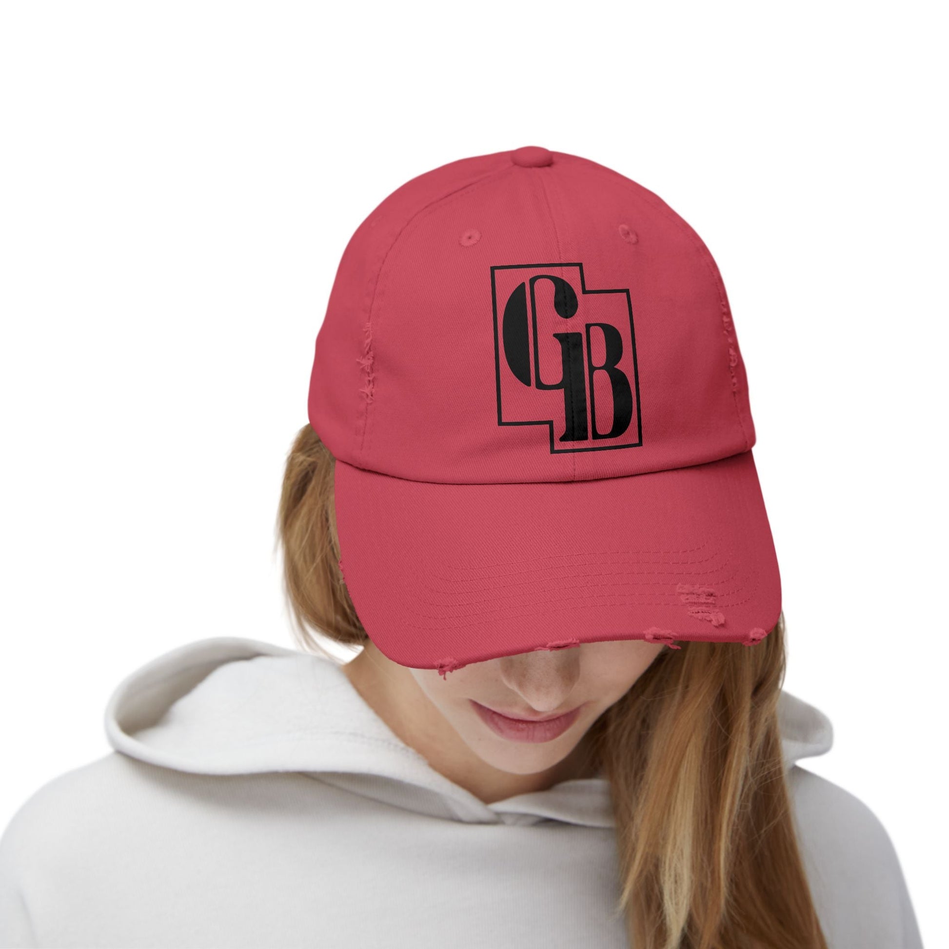Unisex Distressed Cap with Bold Goldback Logo Graphic, Casual Hat for Everyday Wear, Gift for Sports Lovers, Trendy Accessories for Relaxed Vibes Printify