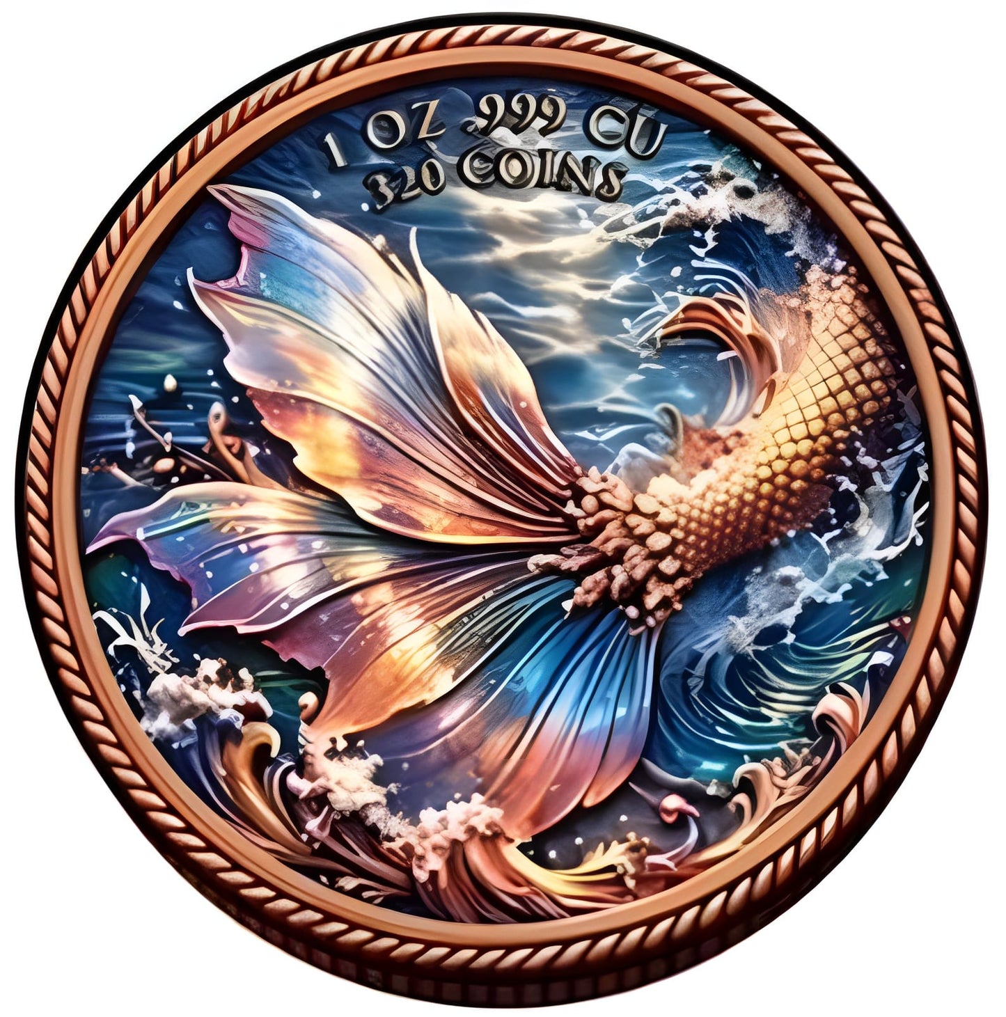 Ocean’s Eternal Love Mermaid 1 oz Copper Round PREORDER