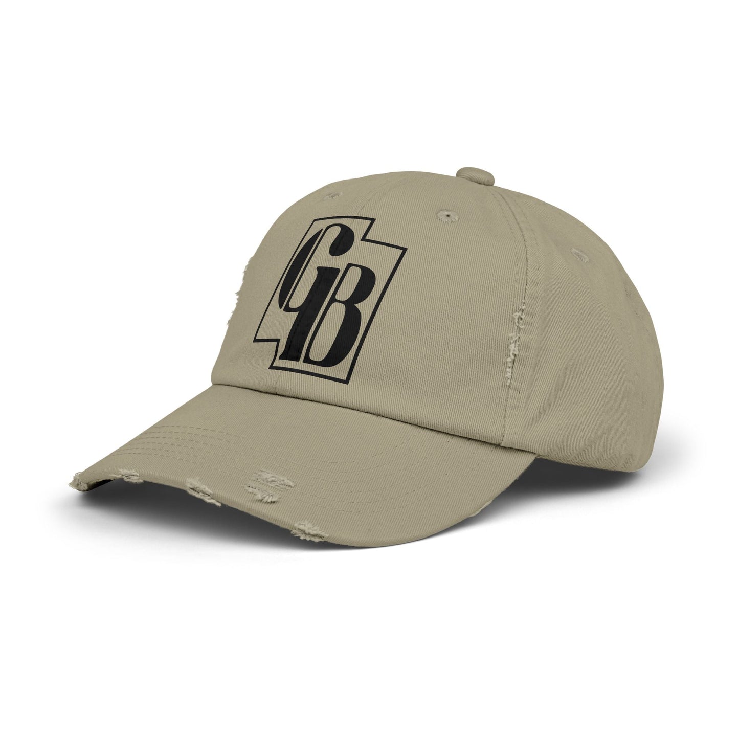 Unisex Distressed Cap with Bold Goldback Logo Graphic, Casual Hat for Everyday Wear, Gift for Sports Lovers, Trendy Accessories for Relaxed Vibes Printify