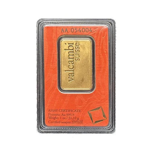 1 oz Valcambi Gold Bar .9999 Fine in Assay | K2BX