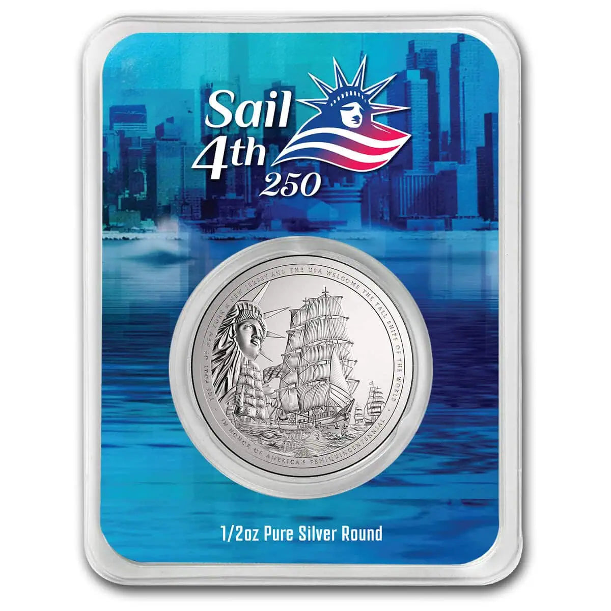 2026 PAMP Sail4th 1/2 oz Silver Round – BU in Tamper-Evident Packaging (Presale)