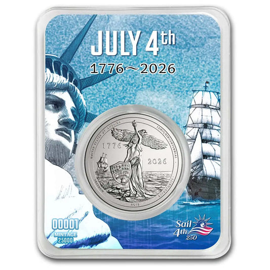 2026 PAMP Sail4th 1/2 oz Silver Round – BU in Tamper-Evident Packaging (Presale)