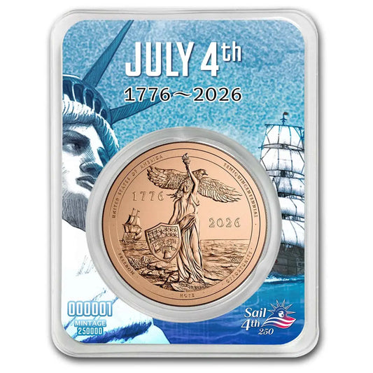 2026 PAMP Sail4th 250 Semiquincentennial 1 oz Copper Round {PRESALE)