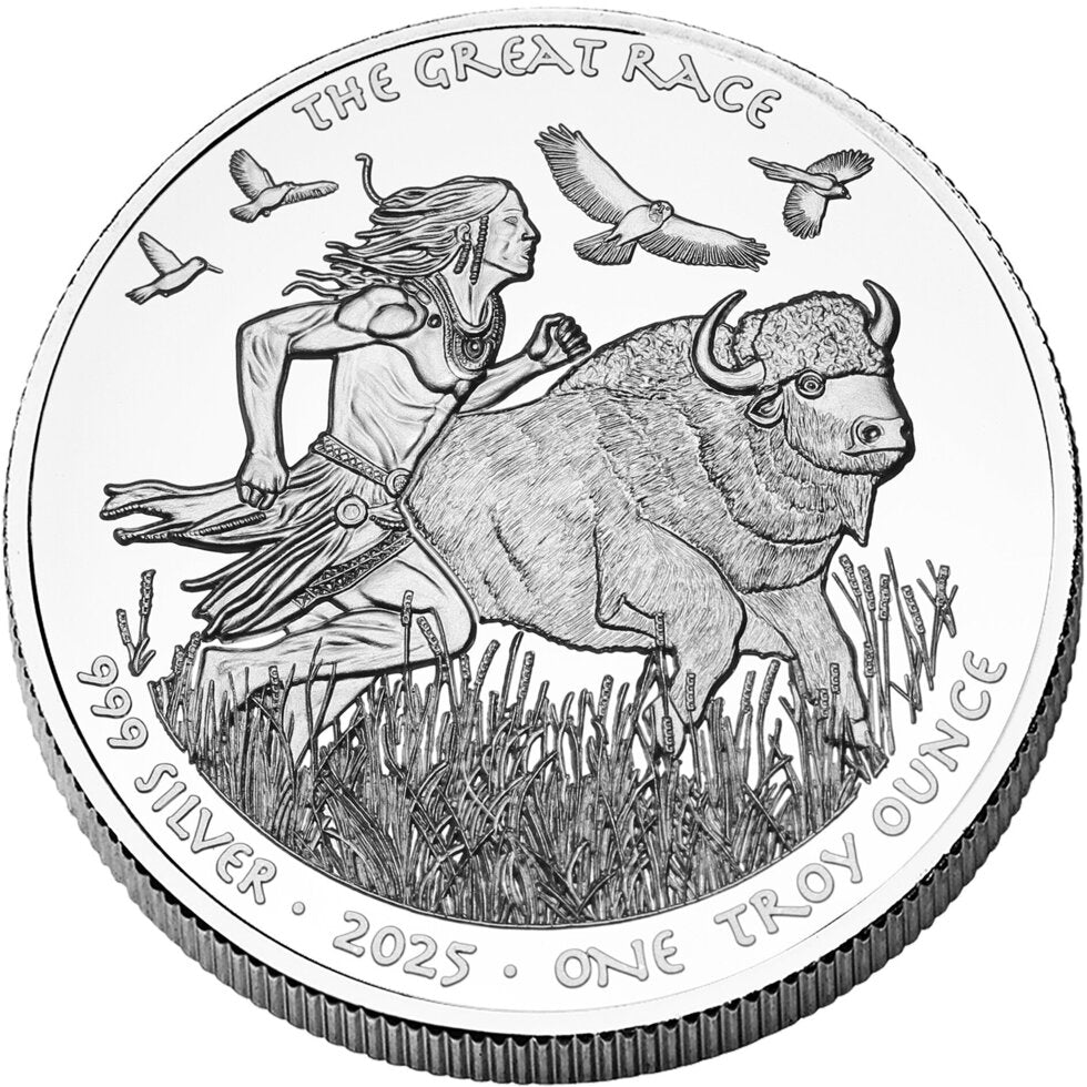 2025 Sioux Nation Great Race Proof 1 oz Silver Coin In Stock Items, Collectible Coins, Collectible Coins, National Pride (Any Country)