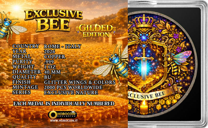PREORDER SALE Exclusive Nature Bee - Glitter Wings Gilded Edition 1 oz Copper Round