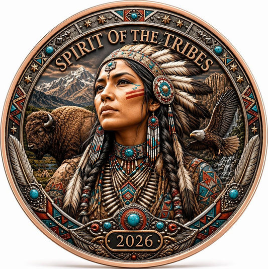 2026 Spirit of the Tribes UHR Colorized 1 oz .999 Copper Medal in Display Card (Presale)