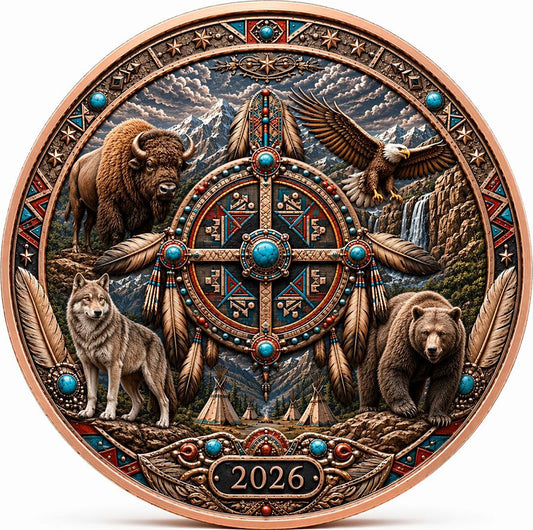 2026 Spirit of the Tribes UHR Colorized 1 oz .999 Copper Medal in Display Card (Presale)