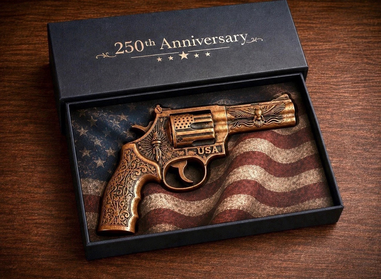 2026 250th Anniversary 3D Revolver 2.5 oz .999 Fine Copper Medal with Display Box