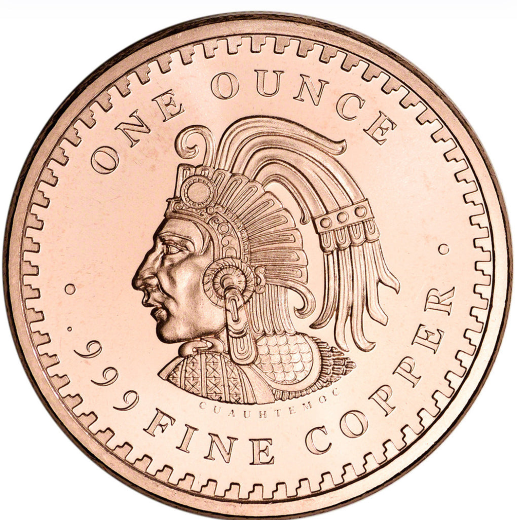 1 oz Aztec calendar copper round K2BX