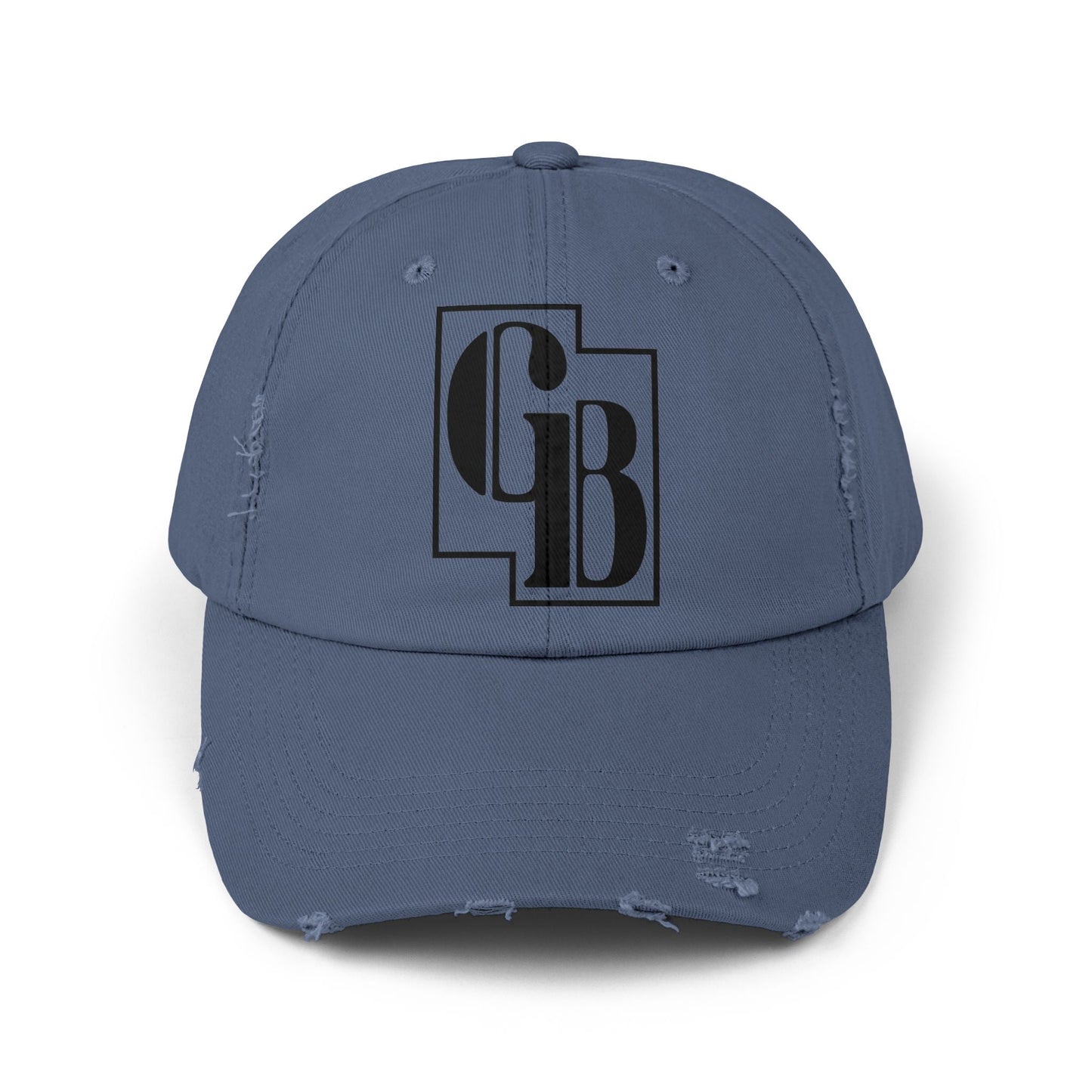 Unisex Distressed Cap with Bold Goldback Logo Graphic, Casual Hat for Everyday Wear, Gift for Sports Lovers, Trendy Accessories for Relaxed Vibes Printify
