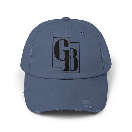 Unisex Distressed Cap with Bold Goldback Logo Graphic, Casual Hat for Everyday Wear, Gift for Sports Lovers, Trendy Accessories for Relaxed Vibes Printify