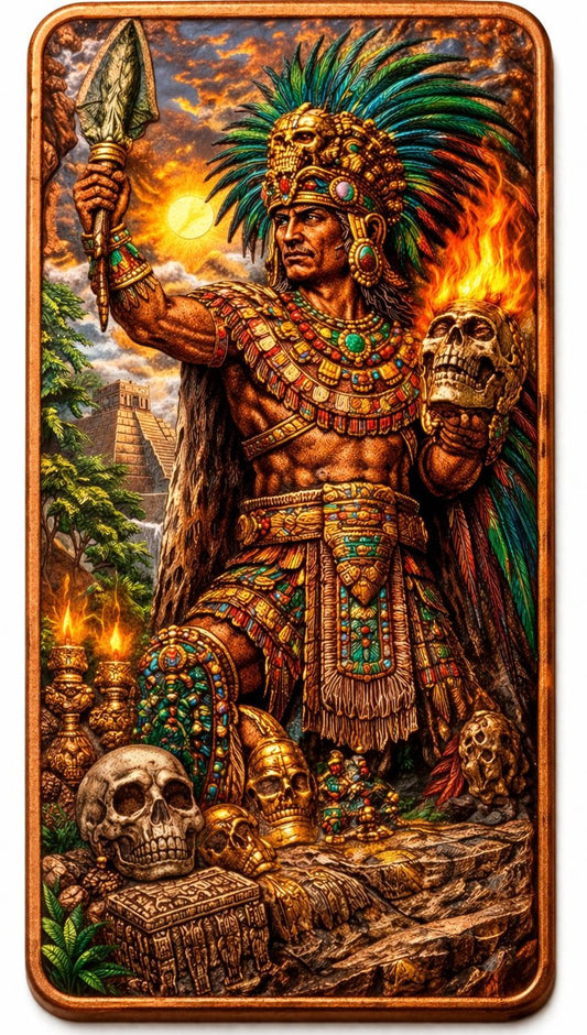 Aztec Ritual Colorized 5 oz .999 Fine Copper Bar – Limited Mintage 3,000 (Presale)