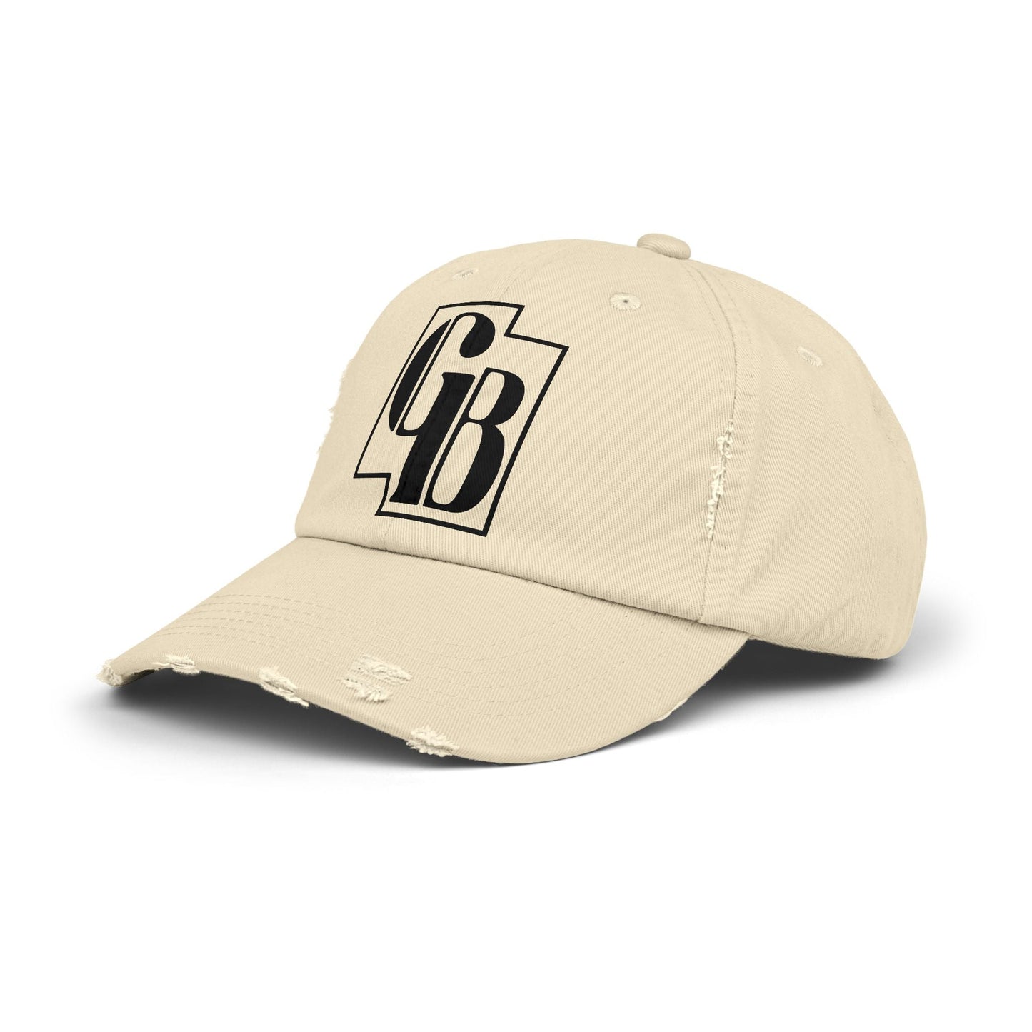 Unisex Distressed Cap with Bold Goldback Logo Graphic, Casual Hat for Everyday Wear, Gift for Sports Lovers, Trendy Accessories for Relaxed Vibes Printify