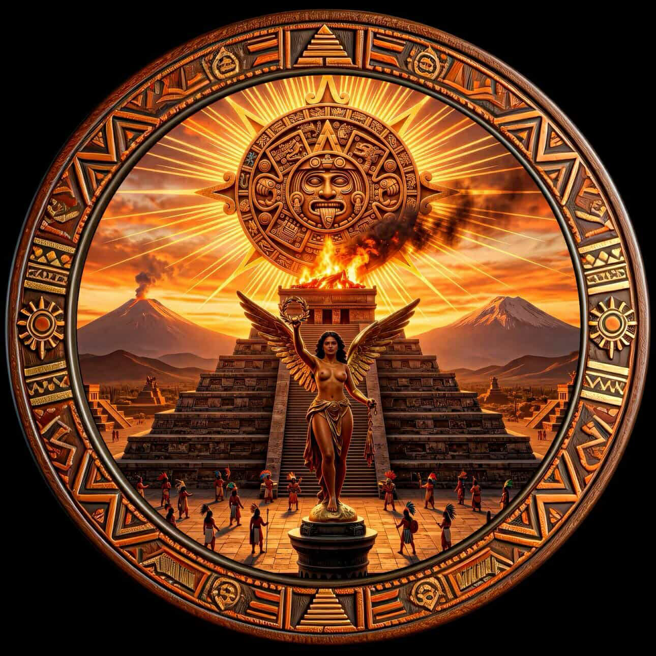 Mexico Aztec Empire Angel Colorized 5 oz Copper Medal – K2BX