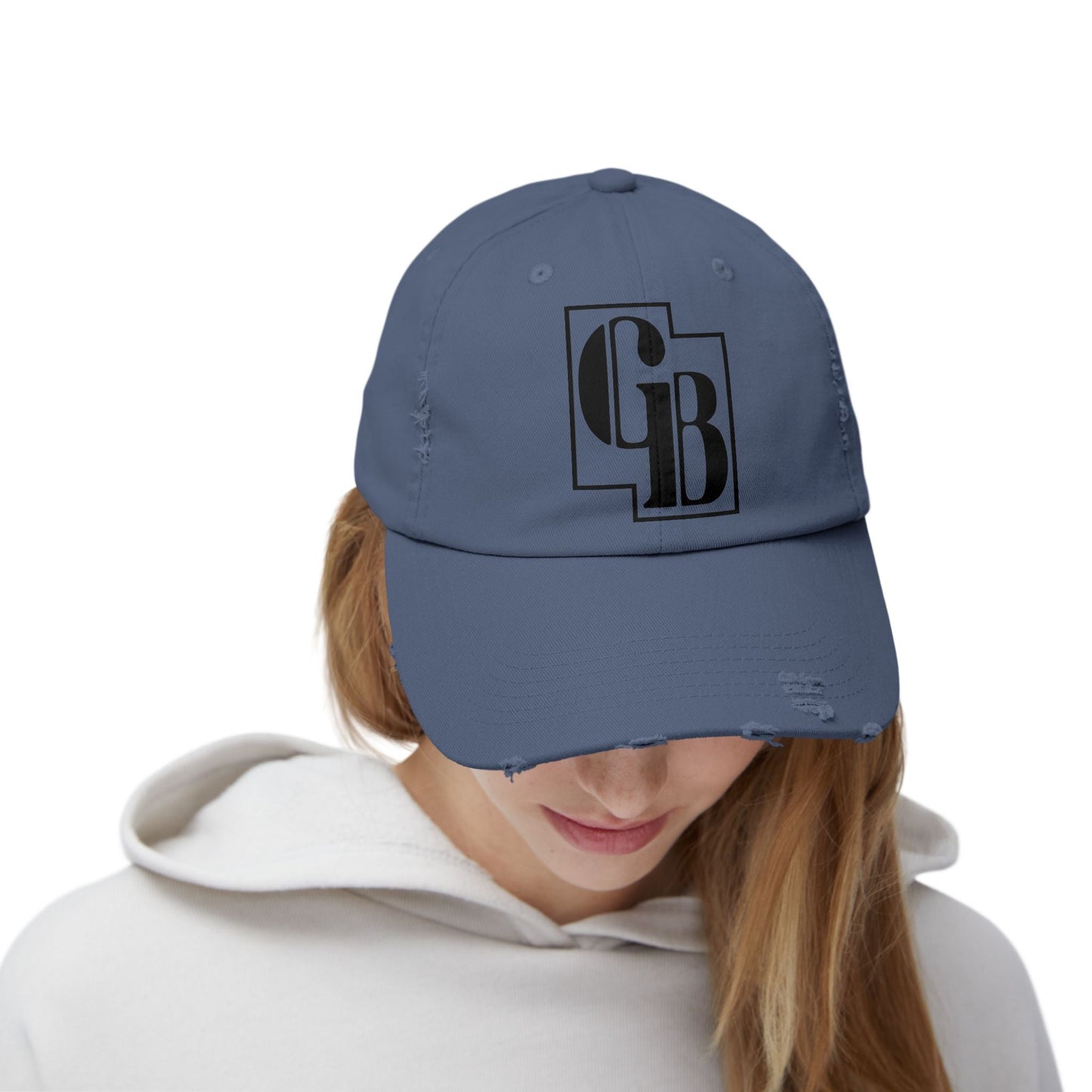 Unisex Distressed Cap with Bold Goldback Logo Graphic, Casual Hat for Everyday Wear, Gift for Sports Lovers, Trendy Accessories for Relaxed Vibes Printify