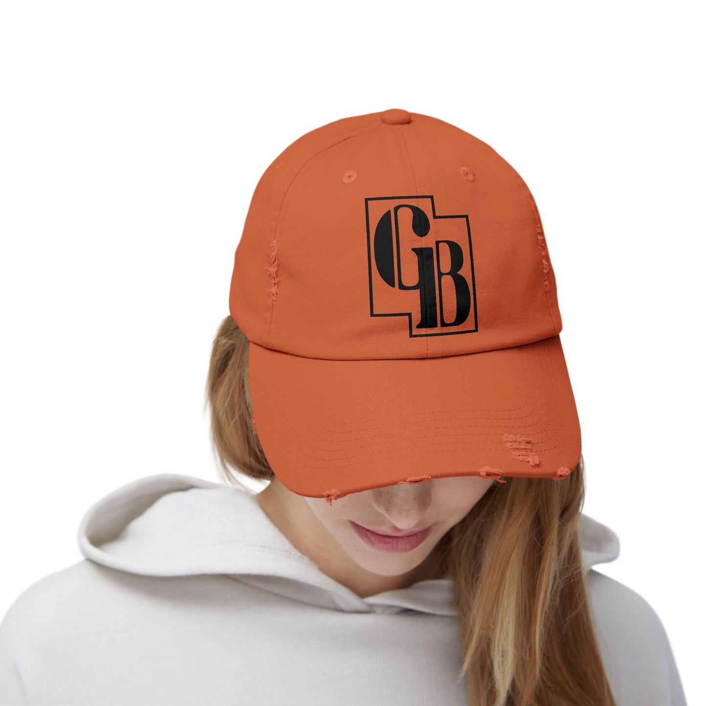 Unisex Distressed Cap with Bold Goldback Logo Graphic, Casual Hat for Everyday Wear, Gift for Sports Lovers, Trendy Accessories for Relaxed Vibes Printify