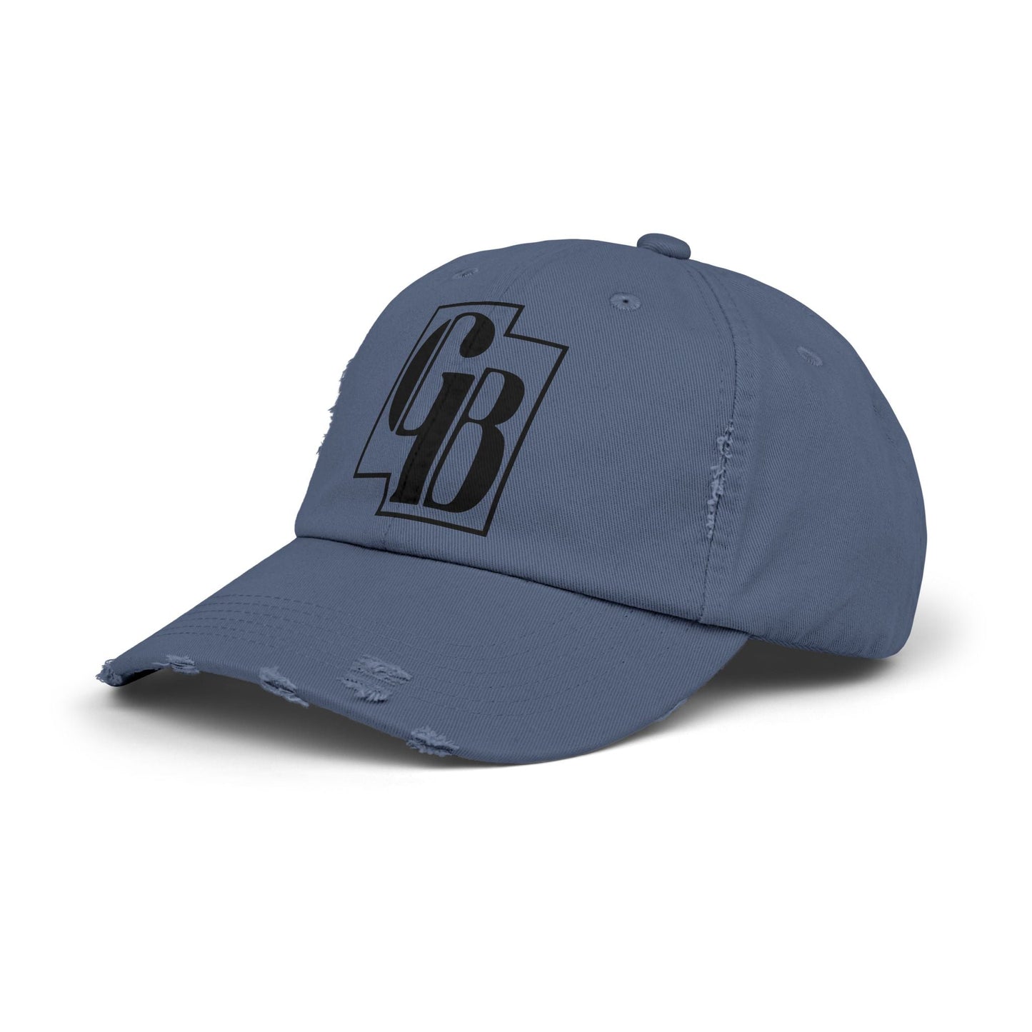 Unisex Distressed Cap with Bold Goldback Logo Graphic, Casual Hat for Everyday Wear, Gift for Sports Lovers, Trendy Accessories for Relaxed Vibes Printify