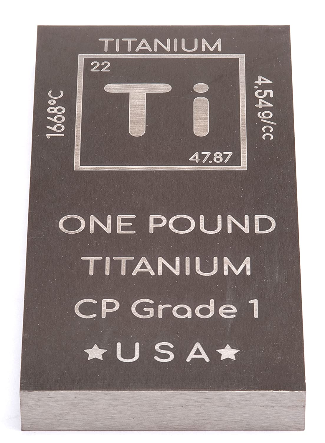 Titanium Bar - 1lb Laser Engraved .999 Pure Bar Chemistry Element Design Unique Rare Metal Gift for Teachers Students Paperweight