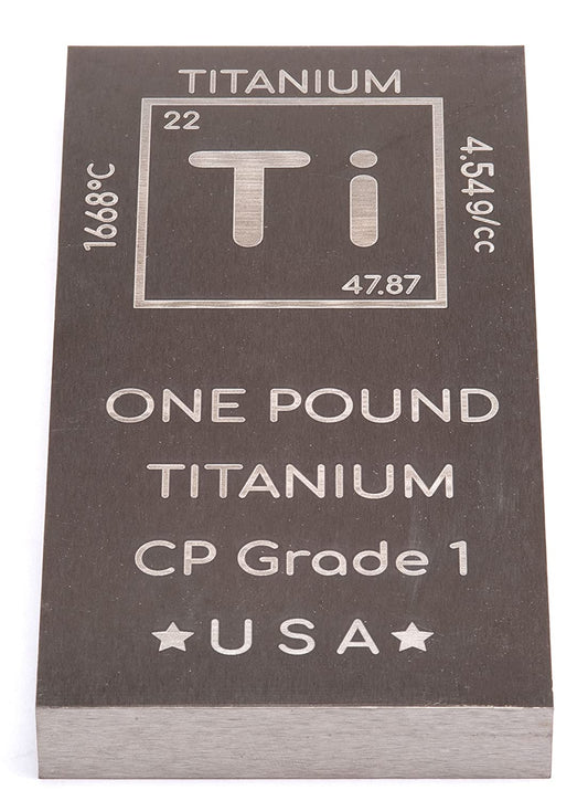 Titanium Bar - 1lb Laser Engraved .999 Pure Bar Chemistry Element Design Unique Rare Metal Gift for Teachers Students Paperweight