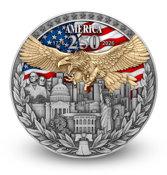 (Pre-order sale ends 3/3/26)2026 Niue America 250th Anniversary 2 oz Silver Coin ships late-April K2BX