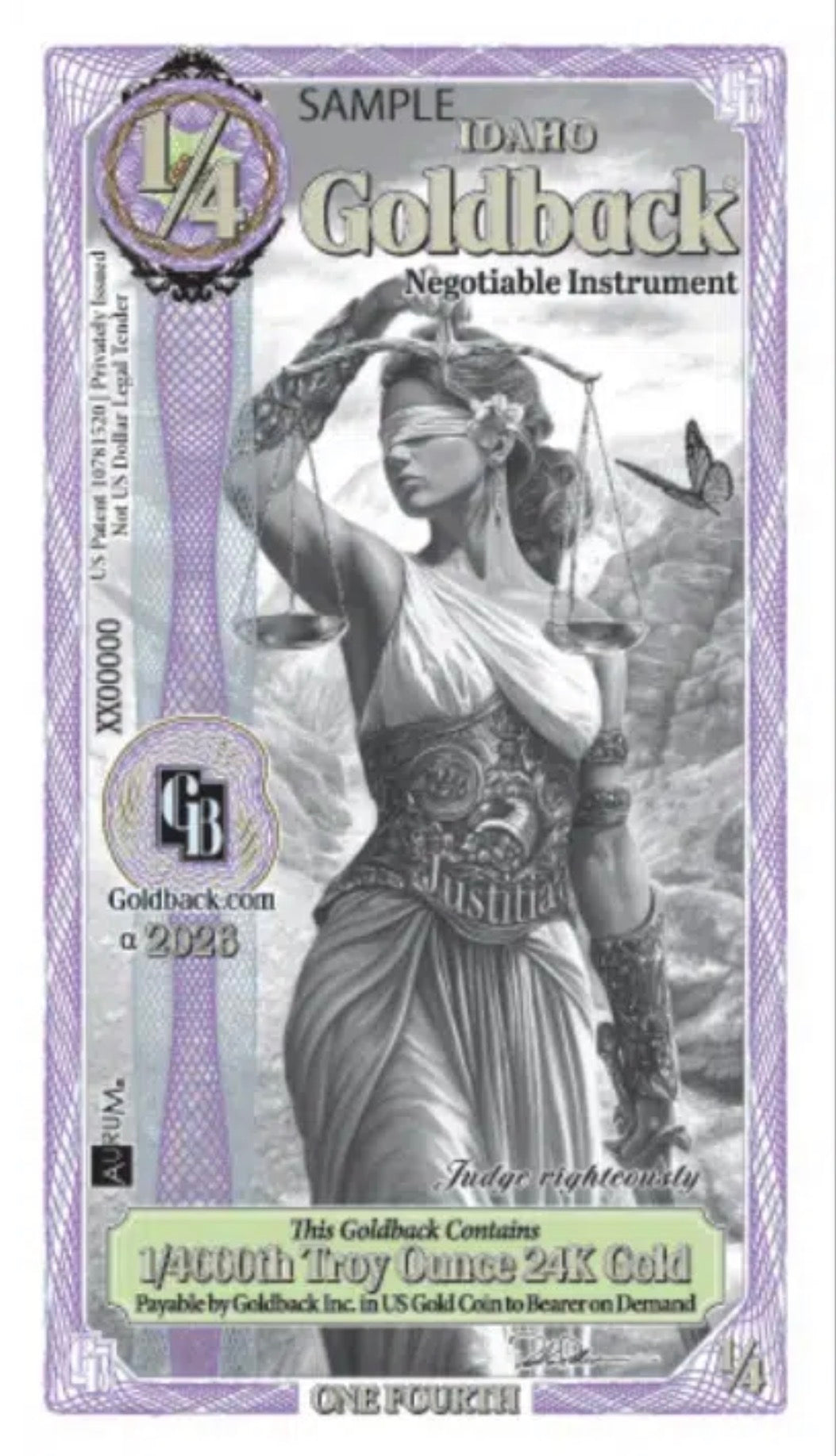 Idaho, 2026, 1/4 Goldback – Alpha KRX Goldback