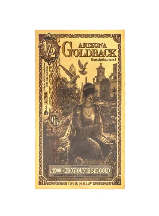 Arizona 1/2 Goldback 1/2000th ozt 24K Gold XSH Goldback