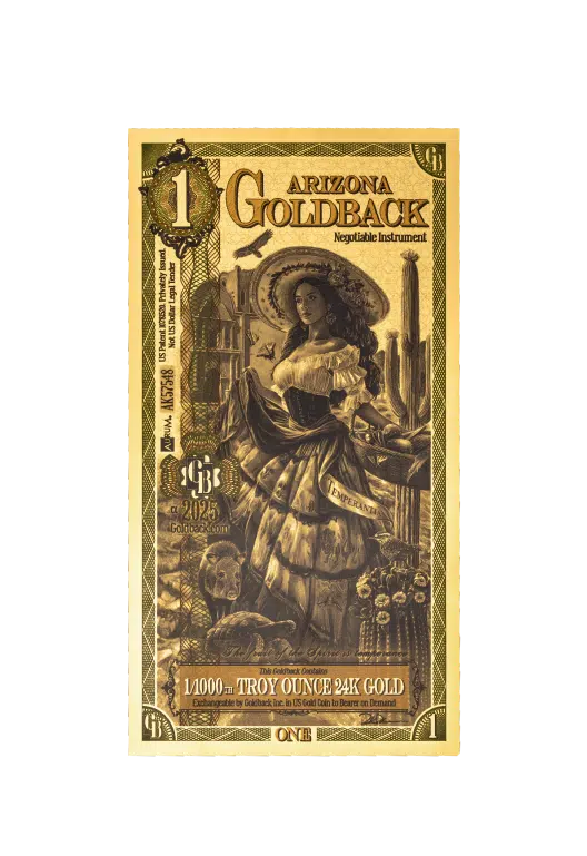 Arizona Alpha 1 Goldback 1/1000th ozt 24K Gold ZXA Goldback