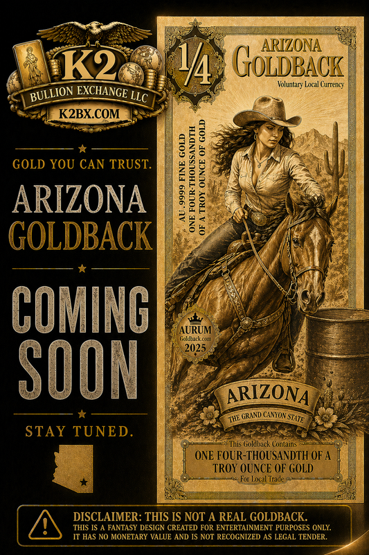 ARIZONA 1/4 GOLDBACK 1/4000TH OZ 24 K GOLD KXR