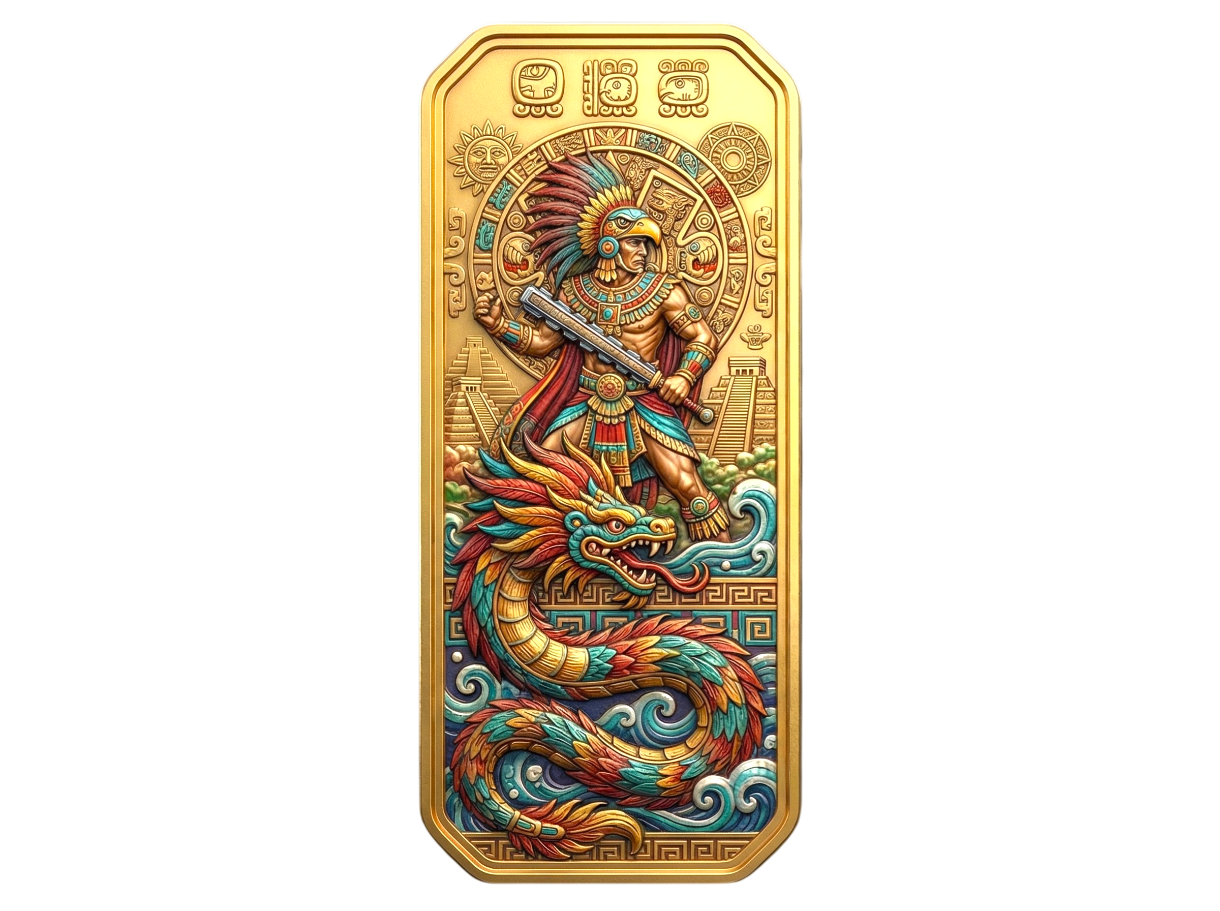 Ancient Legacies Aztec Empire 24k Gold Gilded Copper Medal – K2BX