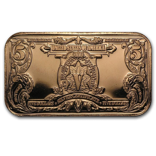 1 oz Copper Bar - $5 Indian Chief Note